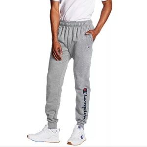 Champion authentic grey sweatpants with logo on the leg